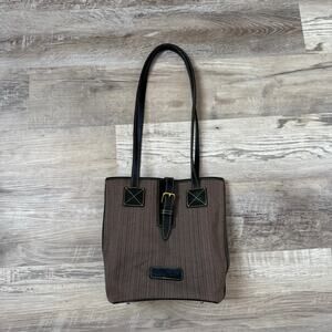 Vintage 90s Dooney & Bourke Brown Canvas Leather Trim Tote USA Classic